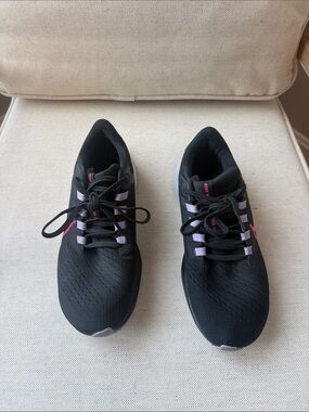 Nike Women's Air Zoom Pegasus Black Sneakers with Lavender and Pink Accents